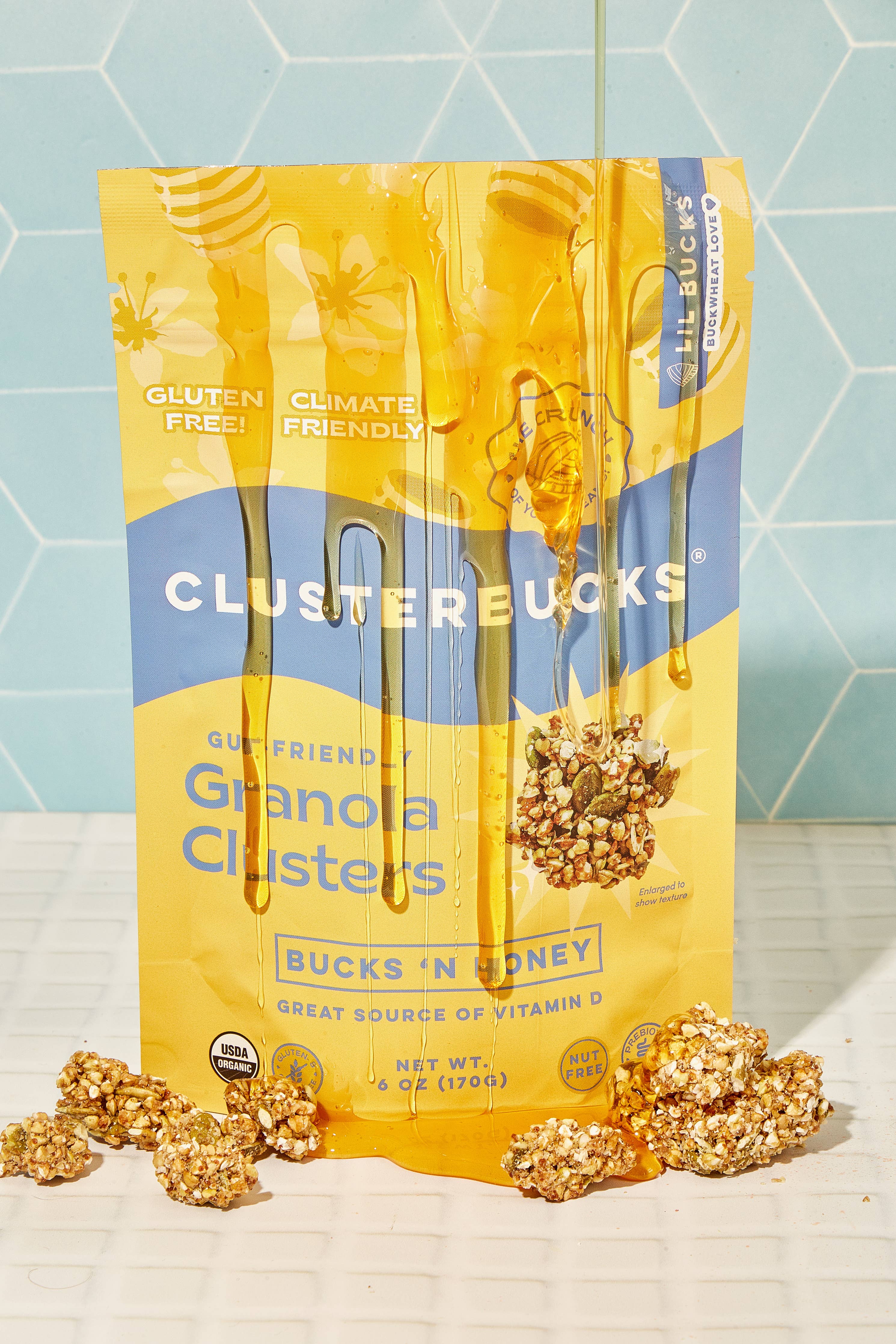 LiL Bucks: Gut Friendly Granola Clusters - Bucks 'n Honey (6oz resealable bag)