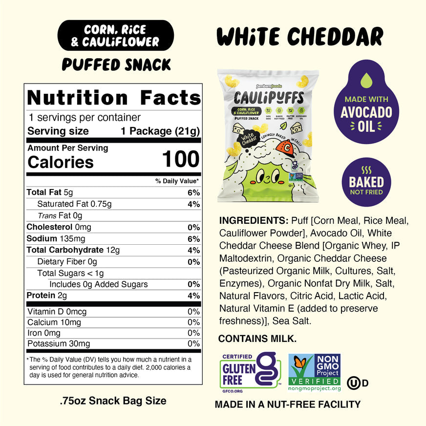 CauliPuffs Cheddar Snack Bag(.75oz)