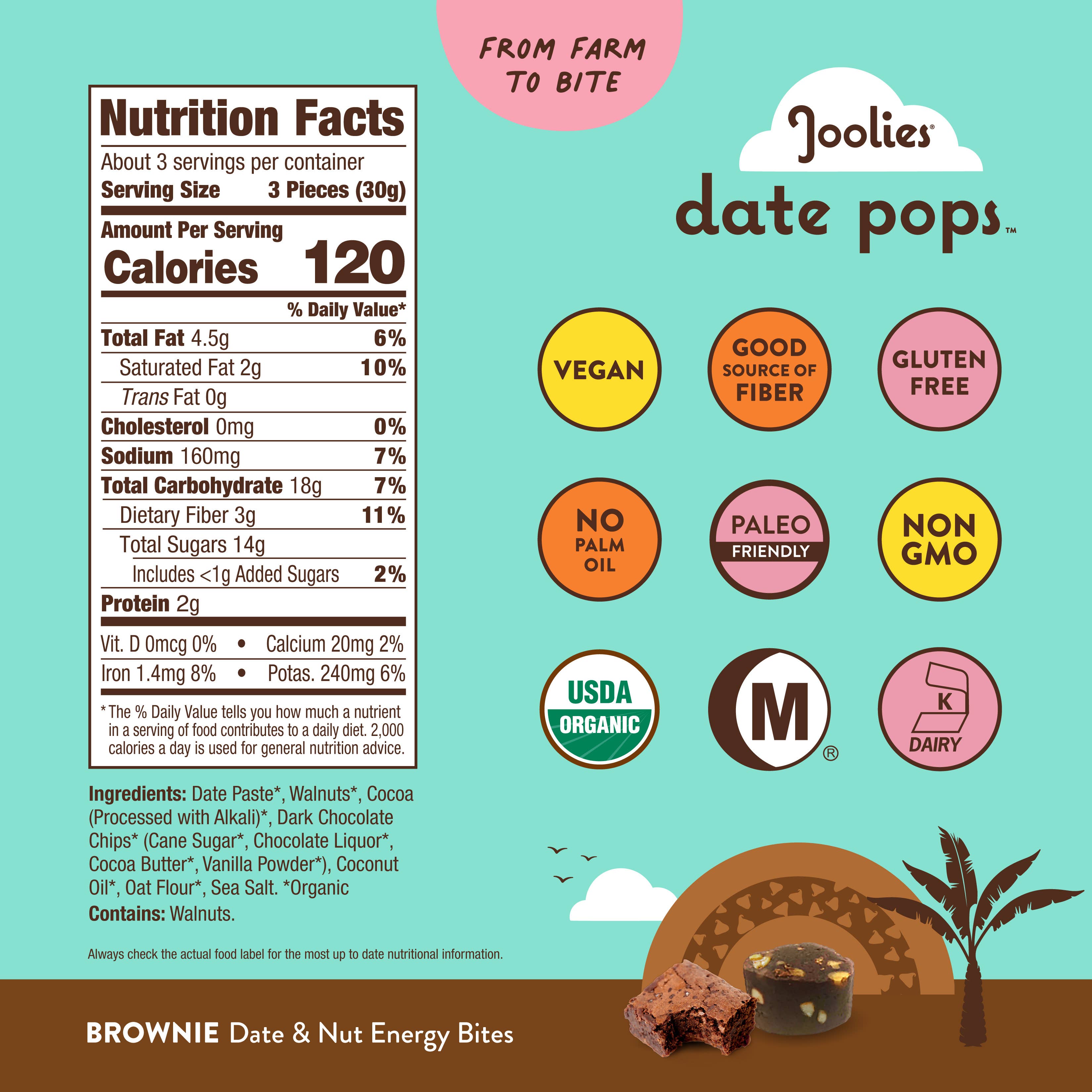 Joolies Date Pops Brownie 3.5 oz