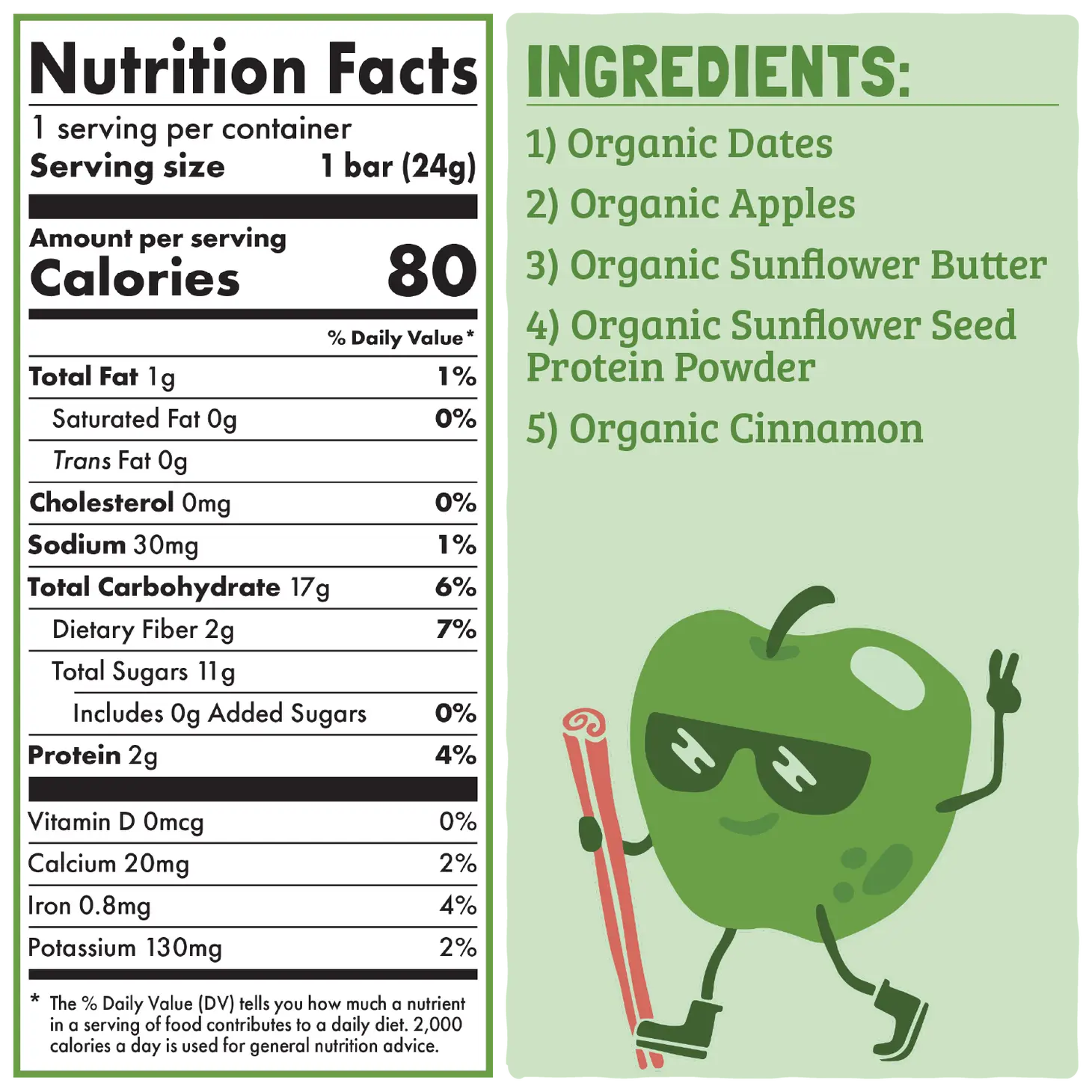 Skout Organic Apple Pie Kids Bars (1 Box, 6 bars)