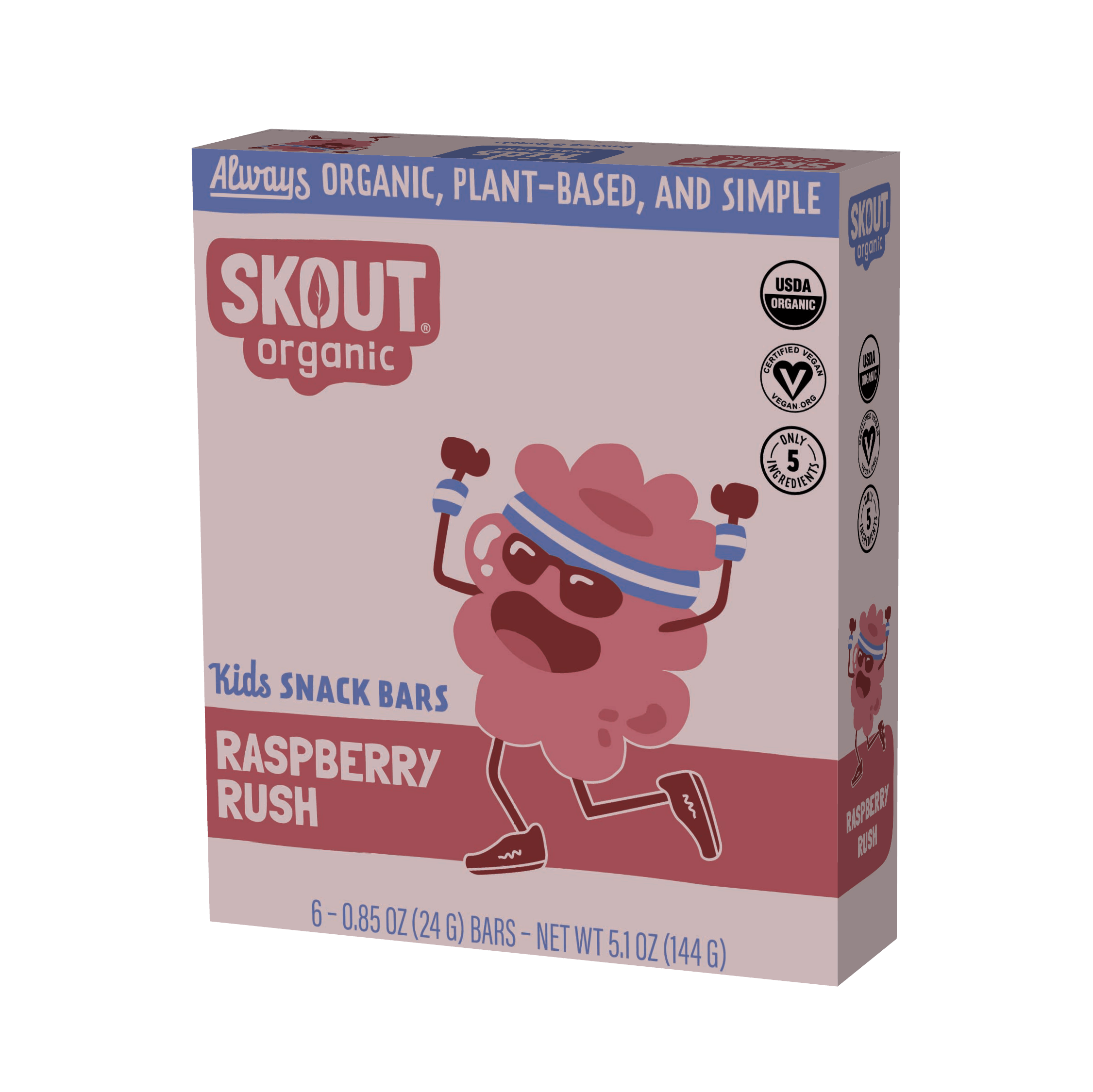 Skout: Raspberry Rush Kids Bar (1 box, 6 bars)