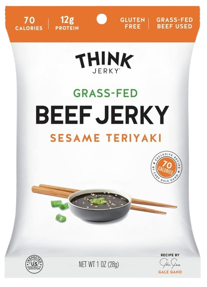 THINK JERKY: Grass-Fed Beef Jerky, Sesame Teriyaki (1oz snack pack)