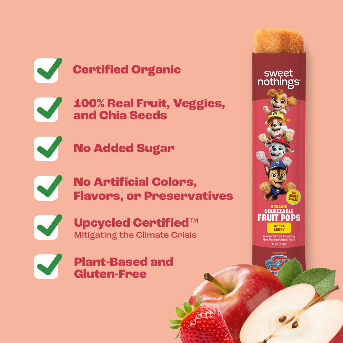 Paw Patrol Apple Berry Squeezable Fruit Pops - Freeze At Home (6 count)