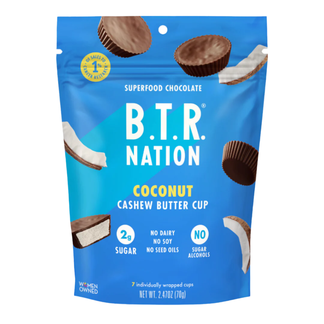 B.T.R. NATION DARK CHOCOLATE COCONUT CASHEW BUTTER CUPS