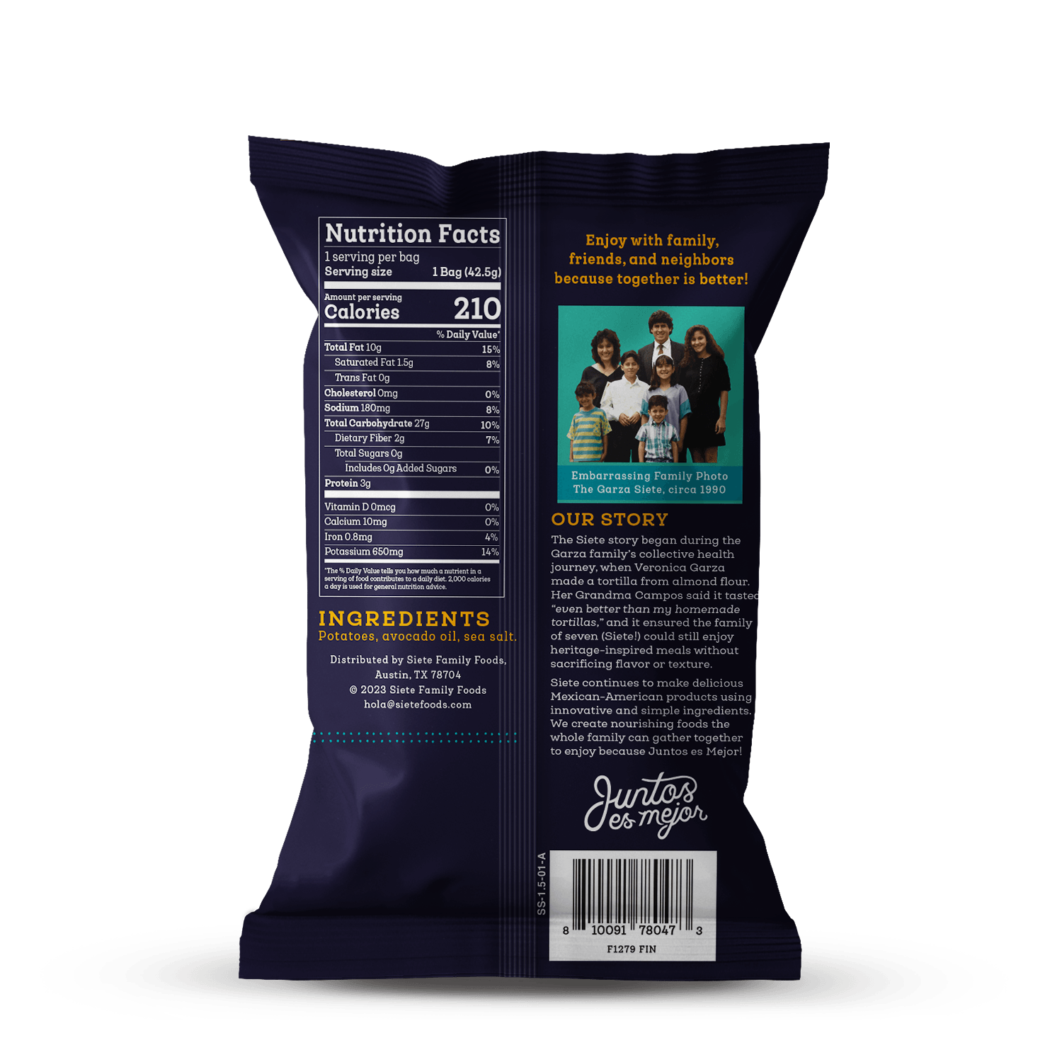 Siete Kettle Cooked Sea Salt Potato Chips 1.5 oz -Snack Size Bag