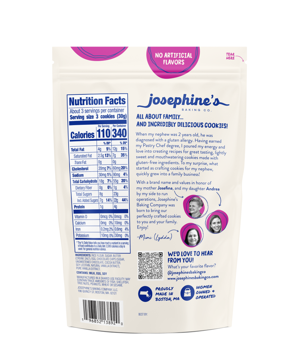 Josephine's Baking Co. Crispy Chocolate Chip Cookies (4.5oz) Bag (resealable)