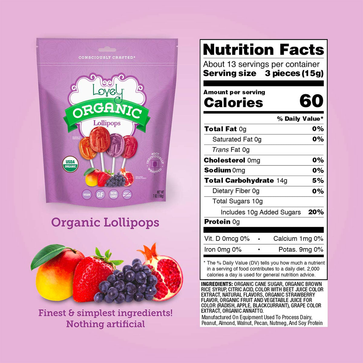 Lovely Organic Lollipops (Approx. 25 Lollipops)
