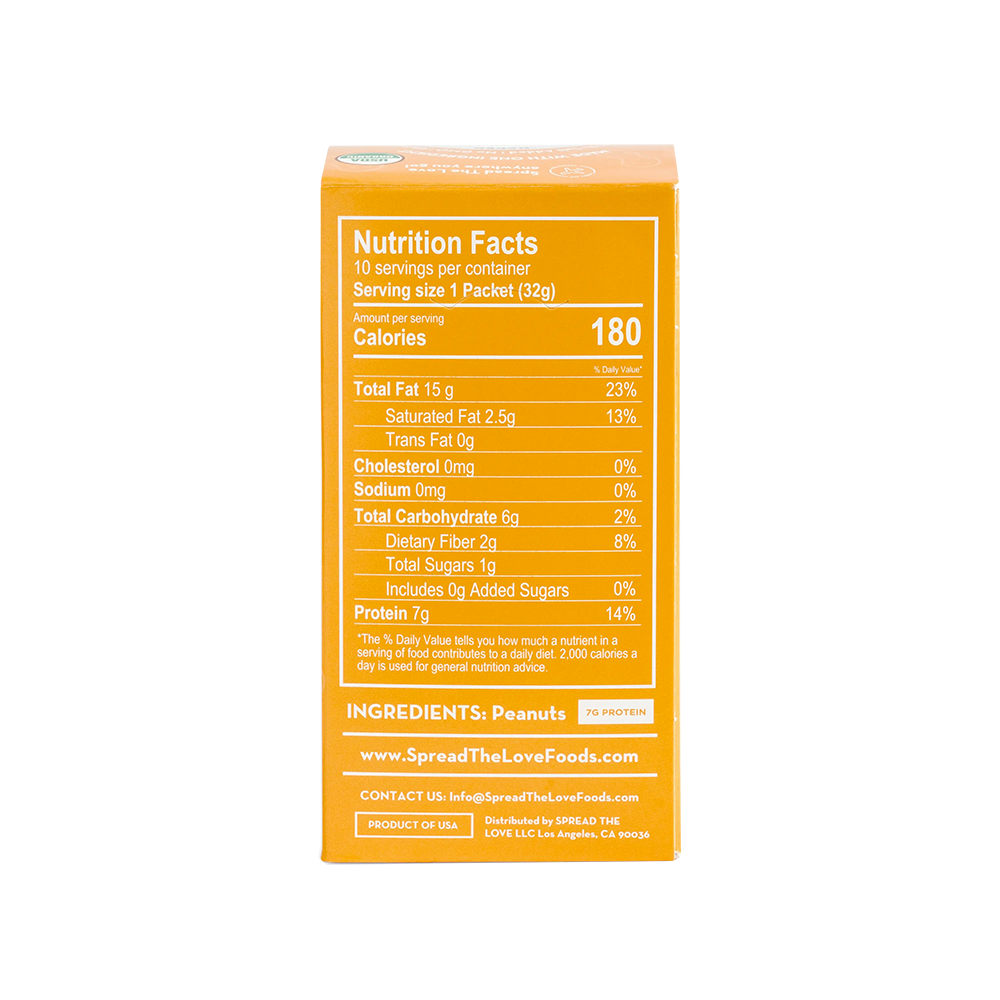 Spread The Love Foods NAKED Organic Peanut Butter - Single Serve Packet (1x Count)