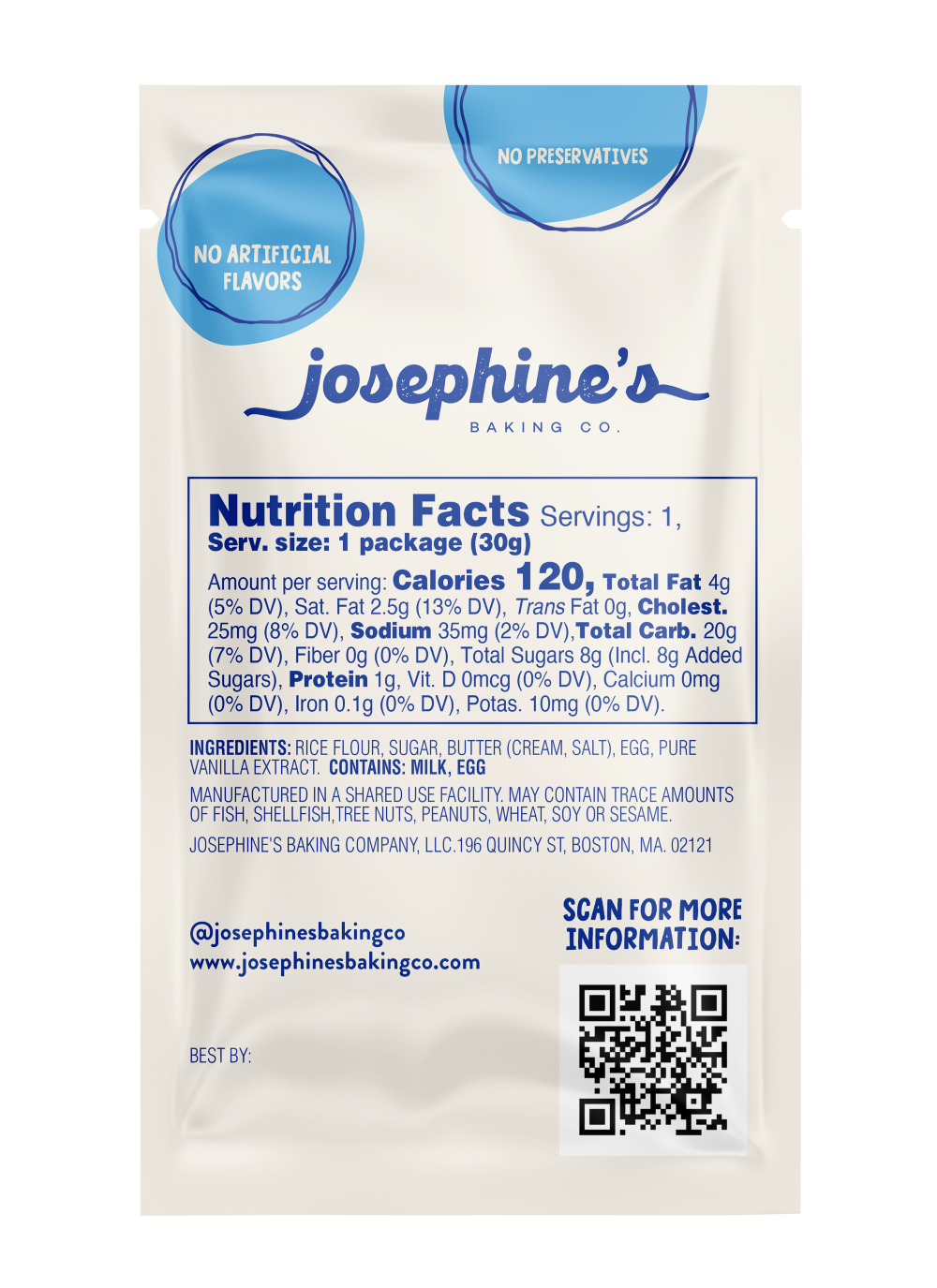 Josephine's Baking Co. Crispy Vanilla Cookies Snack Packs (1.16oz)