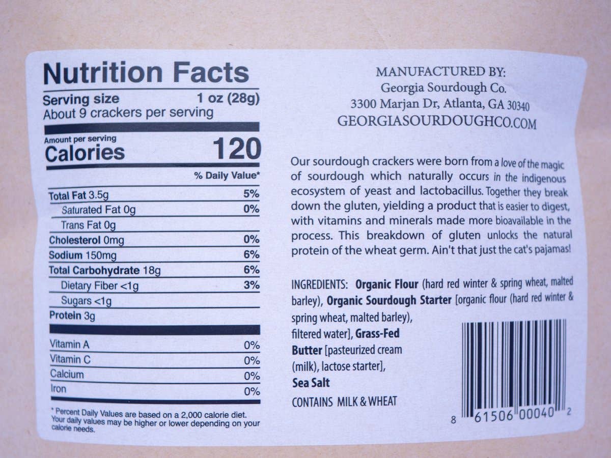 Georgia Sourdough Sea Salt Crackers: 2.5oz