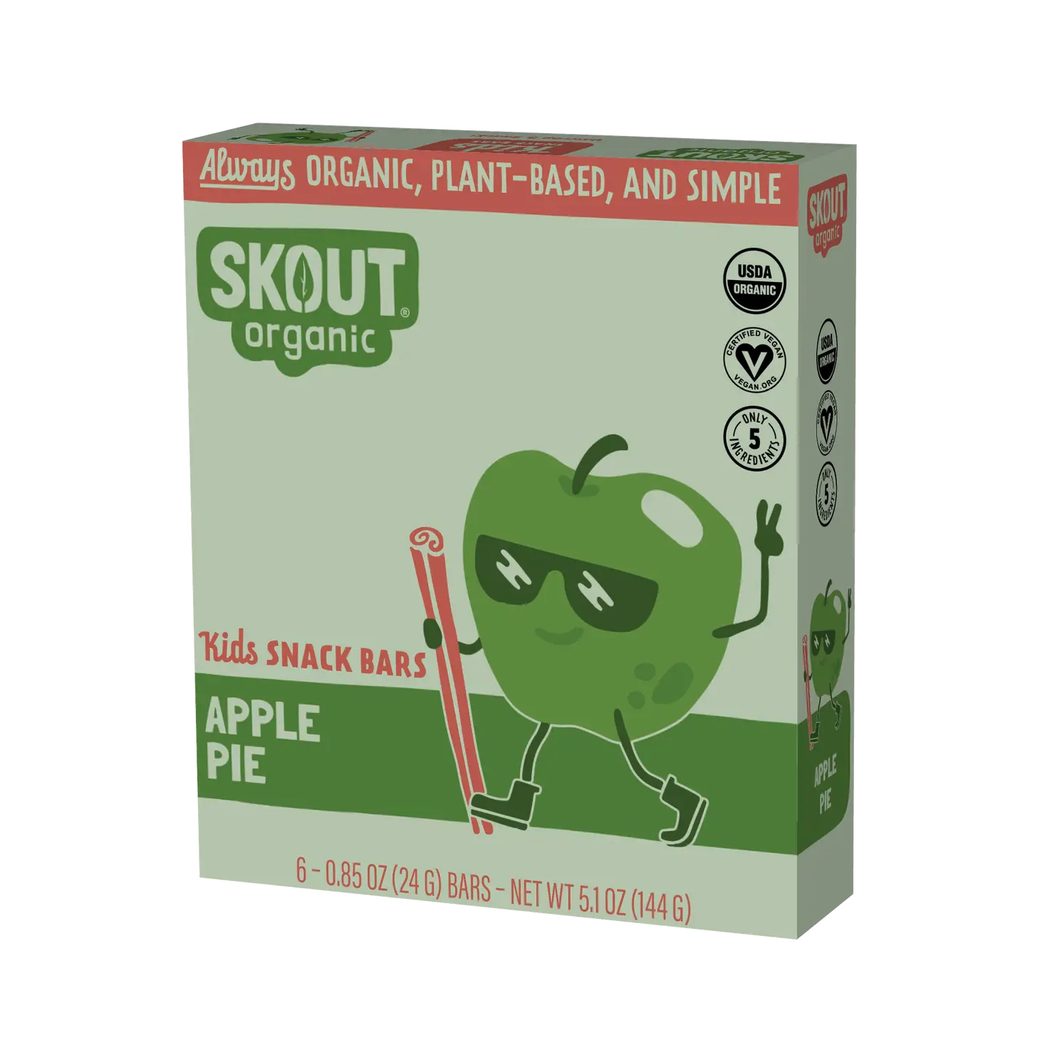 Skout Organic Apple Pie Kids Bars (1 Box, 6 bars)