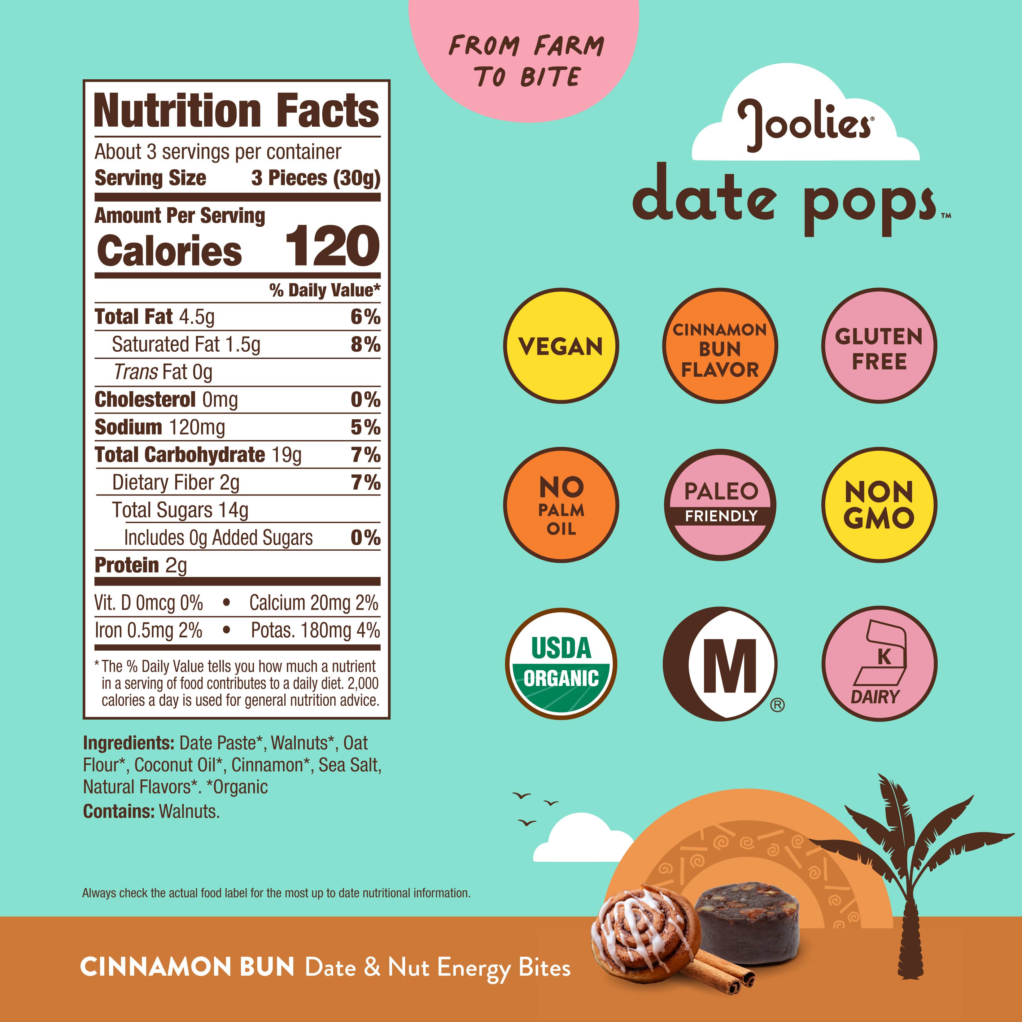 Joolies Date Pops Cinnamon Bun 3.5 oz