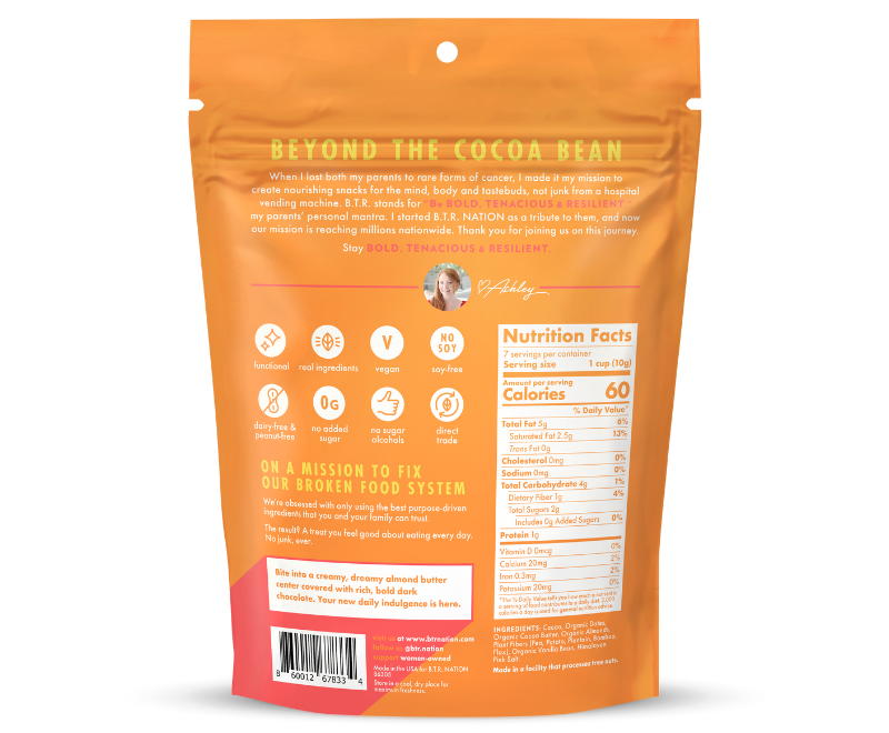 B.T.R. Nation: DARK CHOCOLATE ALMOND BUTTER CUPS (7 cups individually wrapped)