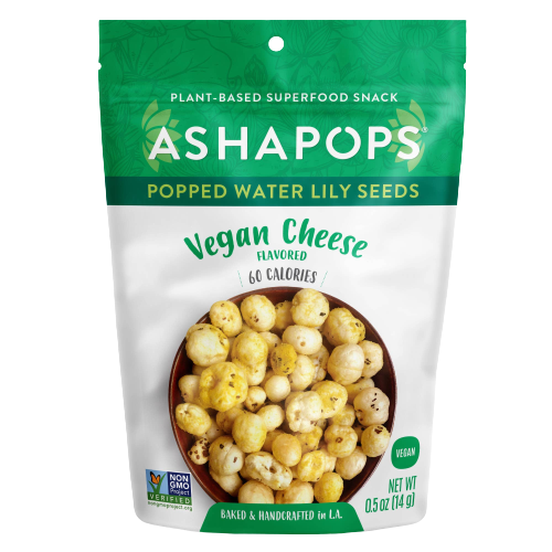 AshaPops Popped Water Lily Seeds- Vegan Cheese -0.5oz