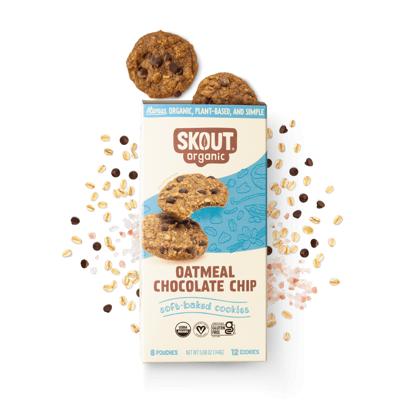 Skout Oatmeal Chocolate Chip Soft Baked Cookies (1 Box/6 Pouches)