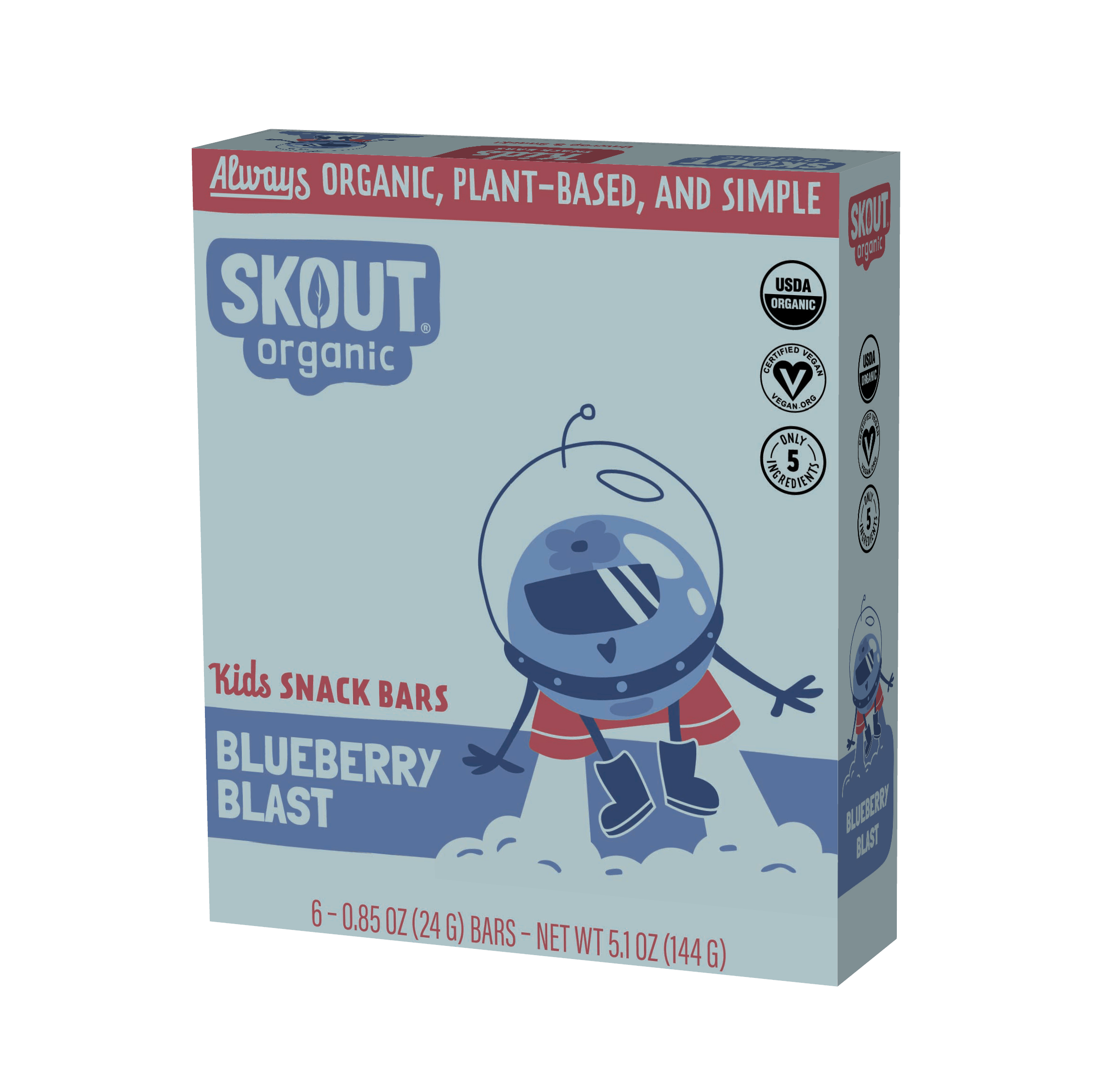 Skout Organic Blueberry Blast Kids Bars (1 Box, 6 bars)