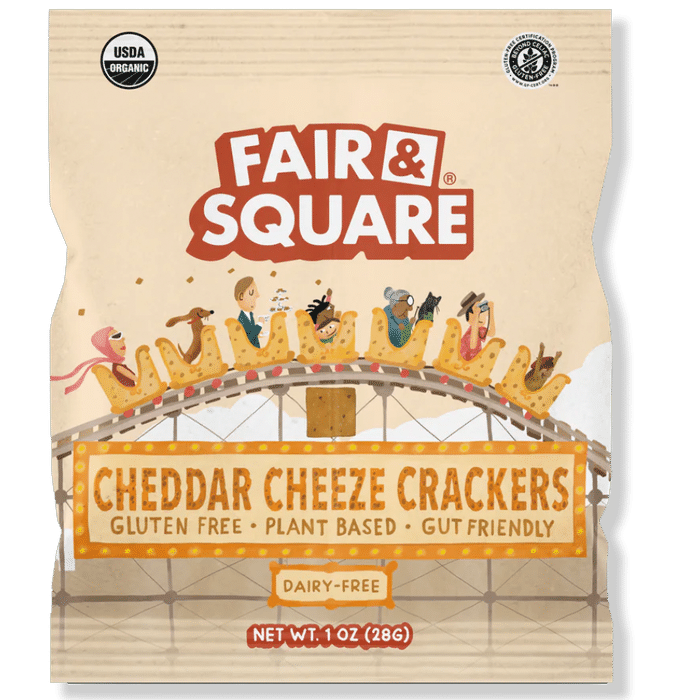 Fair & Square Cheddar Cheeze Crackers, 1oz Bag