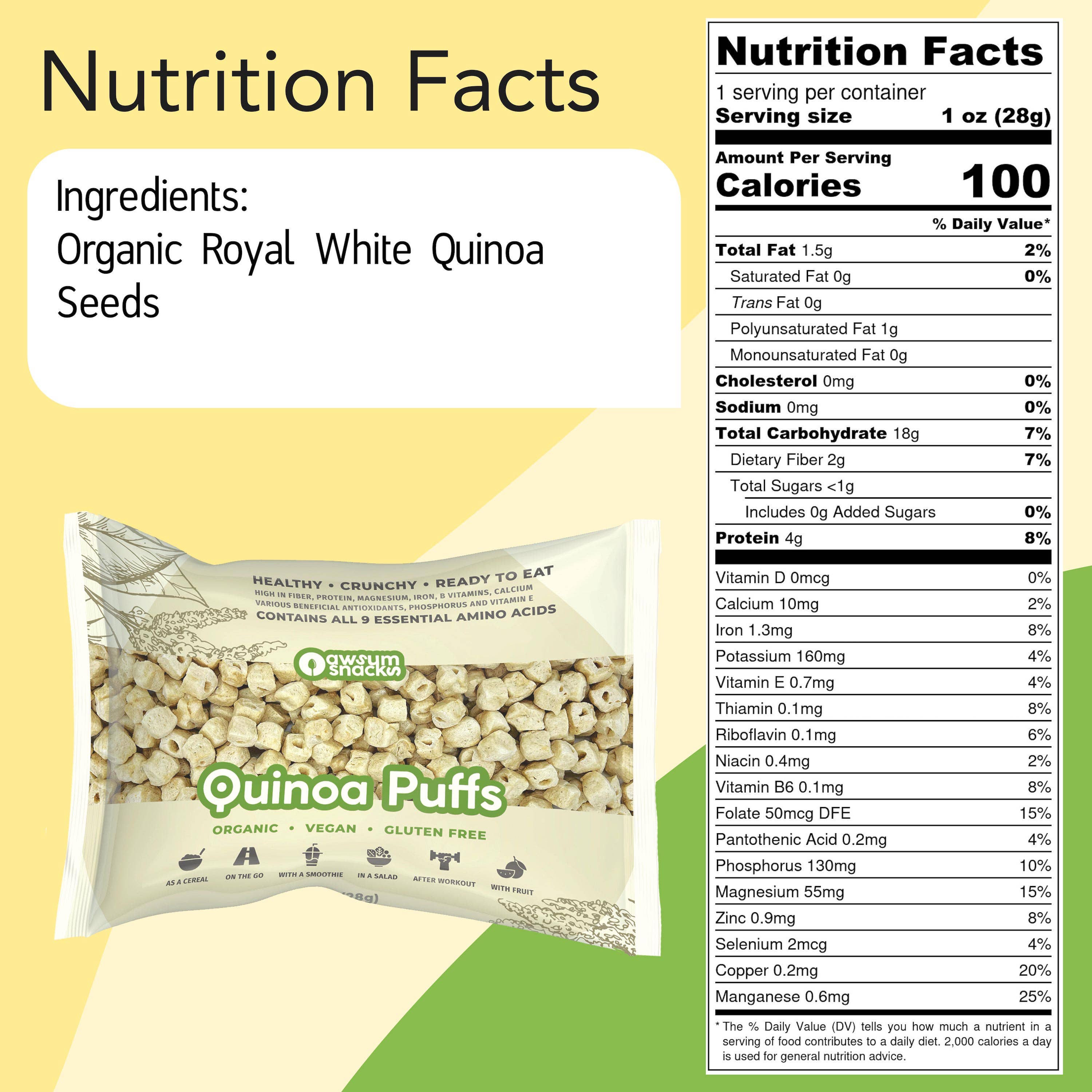 Awsum Snacks Organic Quinoa Puffs (1x count)