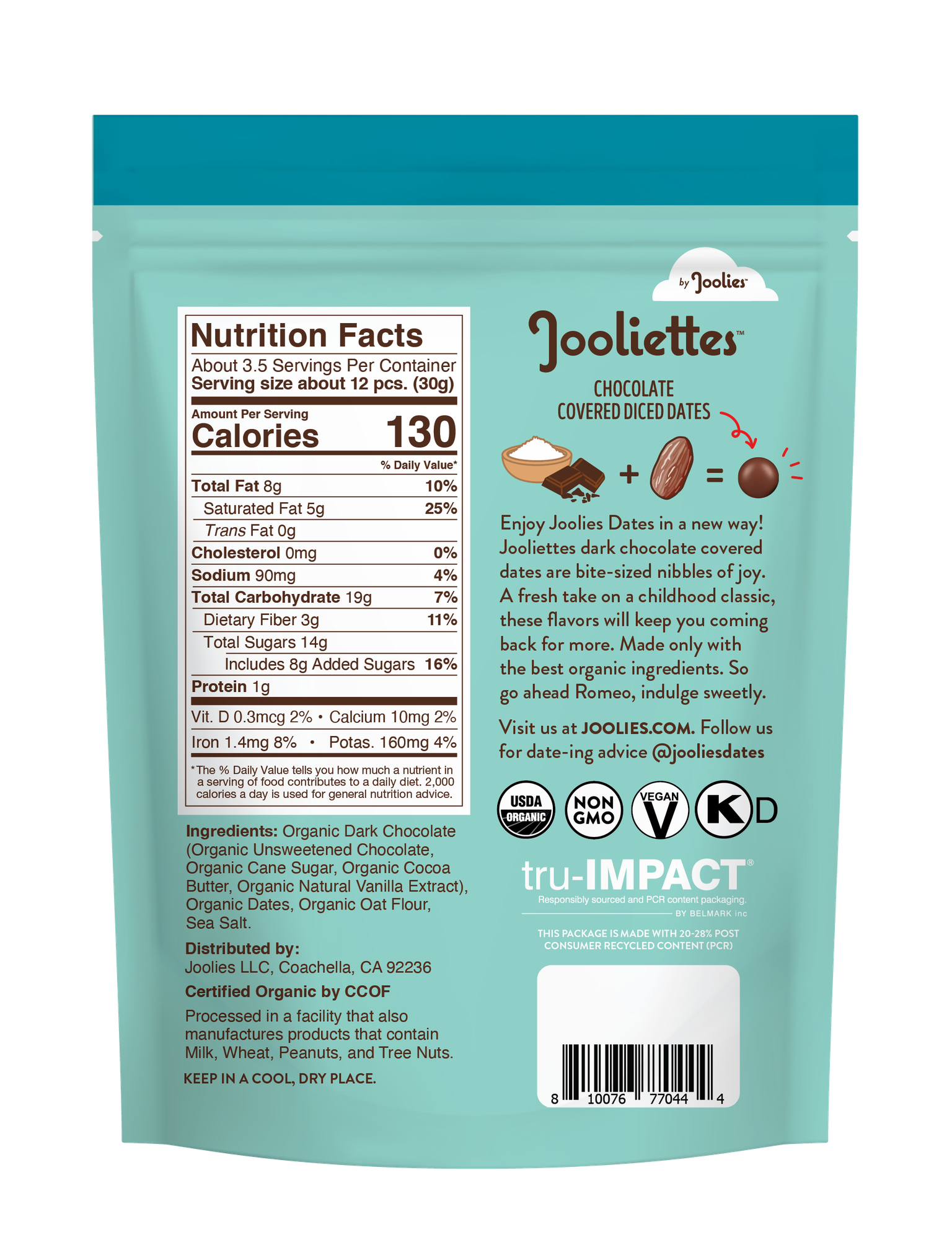 Joolies: Jooliettes Date Nibbles Dark Chocolate Sea Salt 4oz