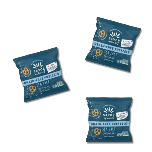 Savor By Suzie: Sea Salt Grain Free Pretzel Mini Snack Bags (.43oz)
