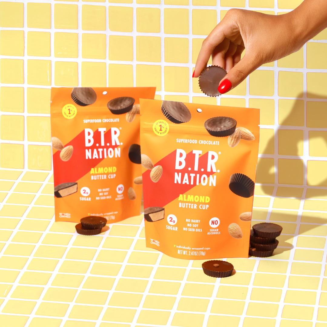 B.T.R. Nation: DARK CHOCOLATE ALMOND BUTTER CUPS (7 cups individually wrapped)