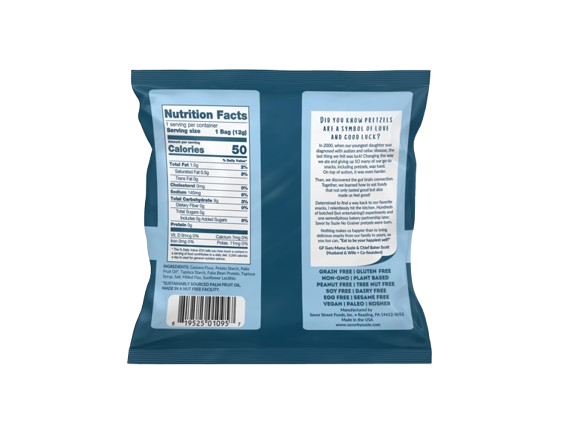 Savor By Suzie: Sea Salt Grain Free Pretzel Mini Snack Bags (.43oz)