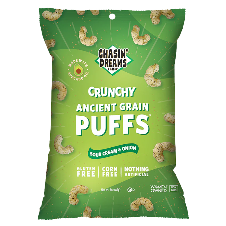 Chasin' Dreams Farm Crunchy Ancient Grain Puffs - Sour Cream & Onion