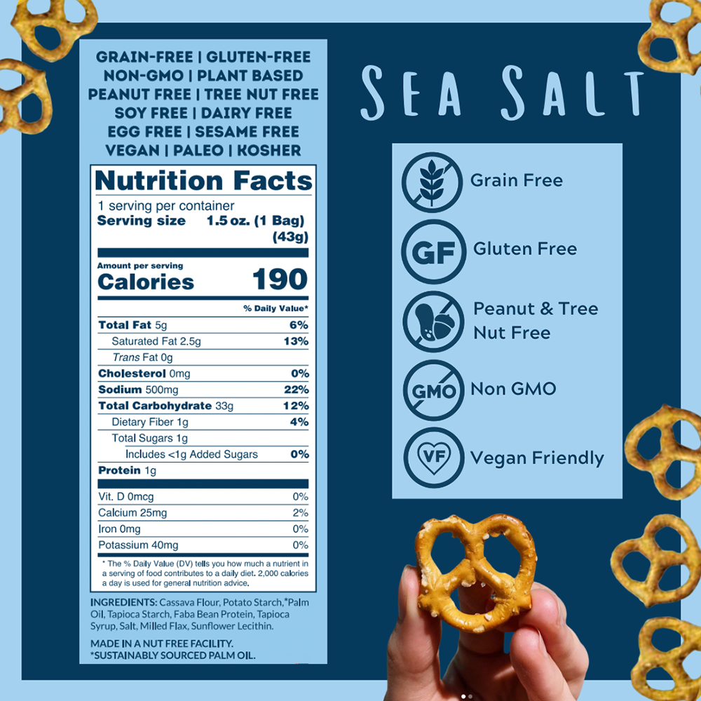 Savor by Suzie Sea Salt Grain Free Pretzels Mini Snack Bag (1.5 oz)