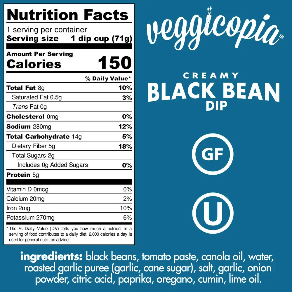 Veggicopia Black Bean Dip - Single Serve 2.5oz