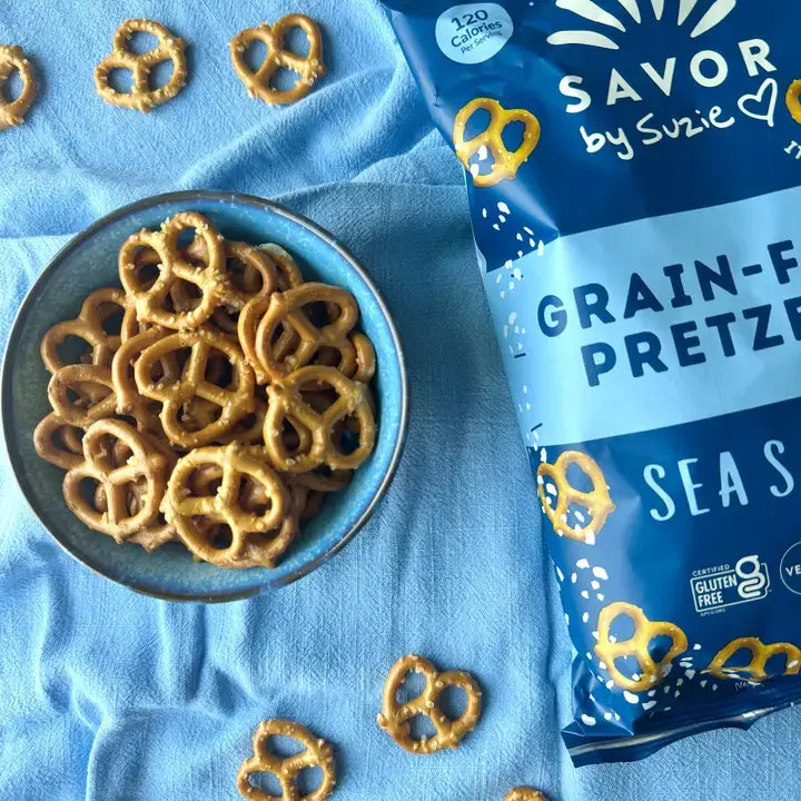 Savor By Suzie: Sea Salt Grain Free Pretzel Mini Snack Bags (.43oz)