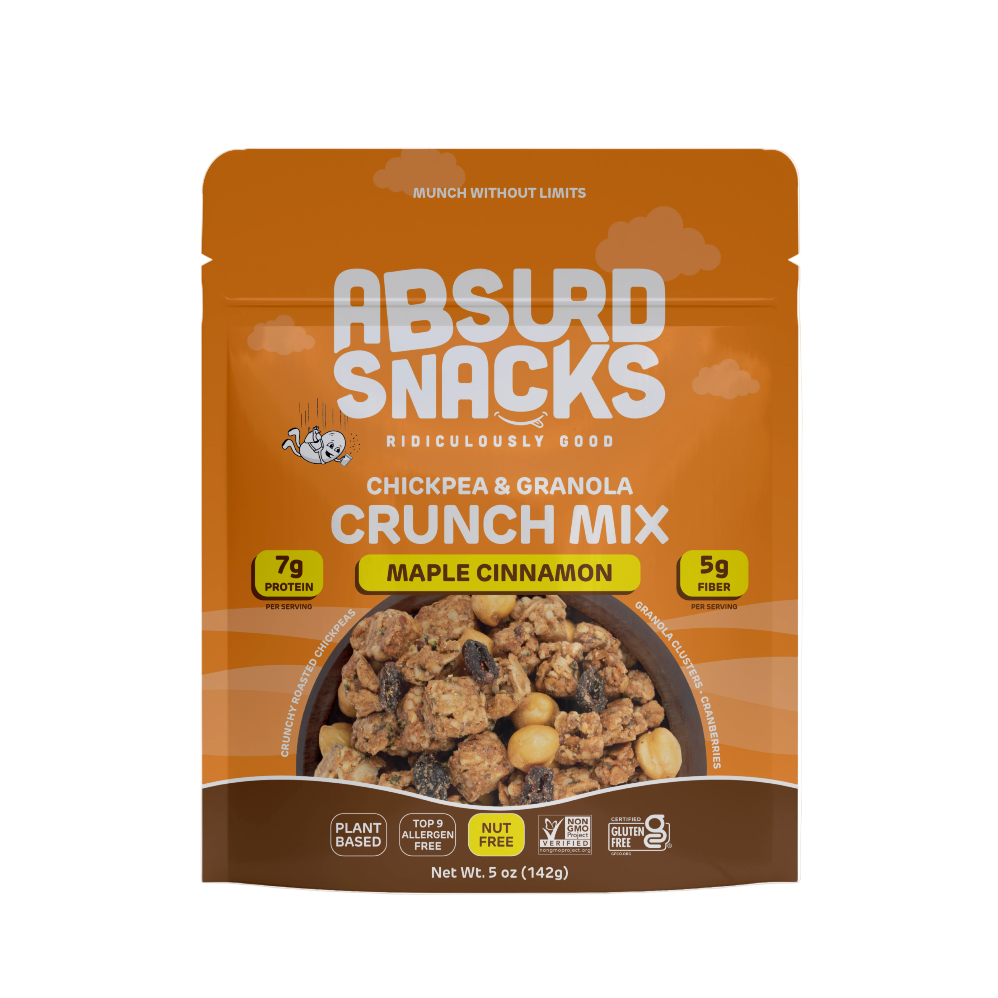 Absurd Snacks: Chickpea & Granola Crunch Mix - Maple Cinnamon(5oz Resealable Pouch)