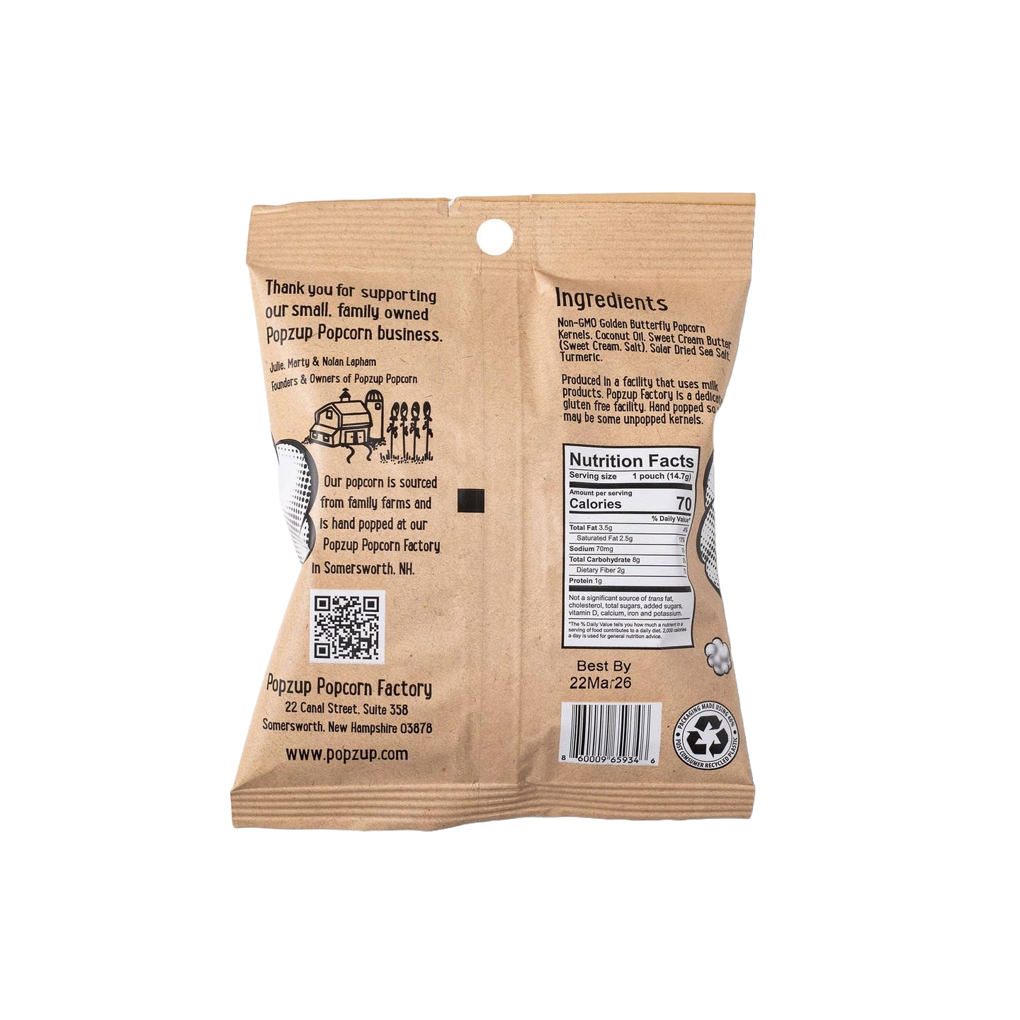 Pop Zup : Butter Me Up Popcorn (.52oz snack size bag)