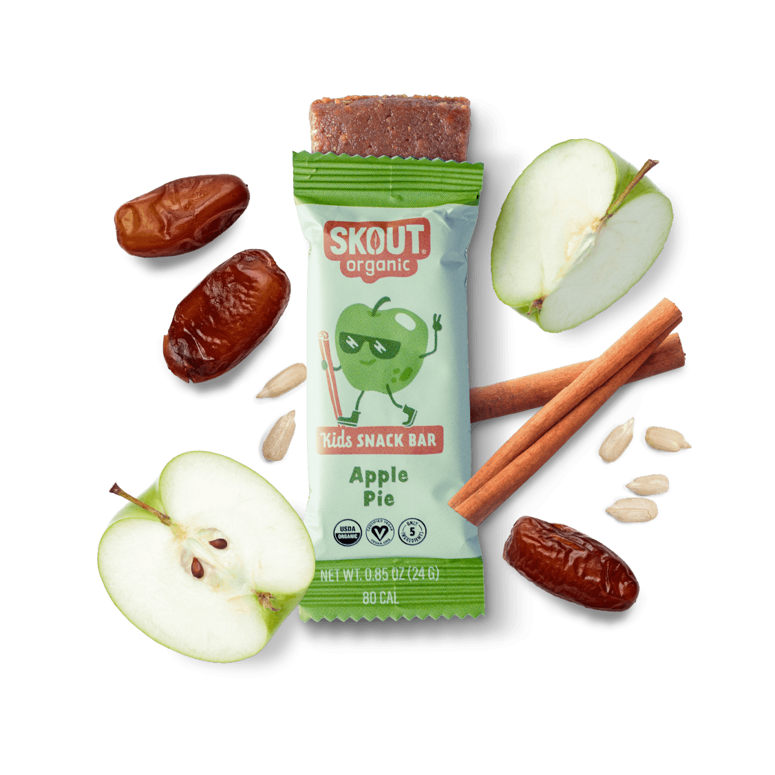 Skout Organic Apple Pie Kids Bars (1 Box, 6 bars)